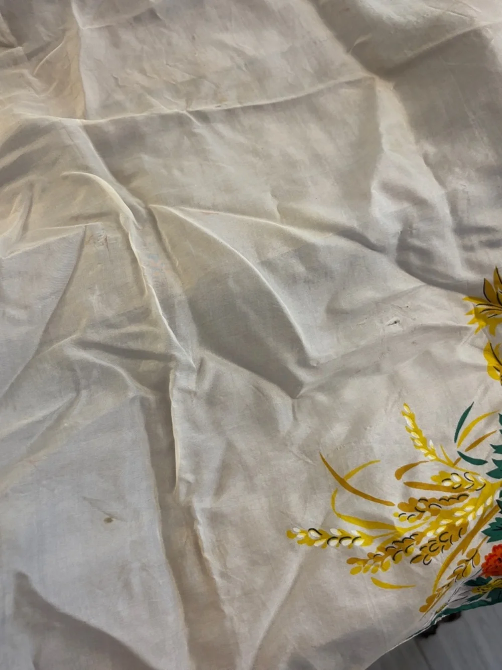 Vintage Susan Smith Creations Silk Rayon Chiffon Scarf Floral Border Hand Rolled
